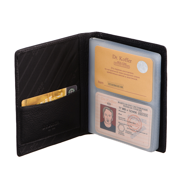 Визитница Dr.Koffer из натуральной кожи черная