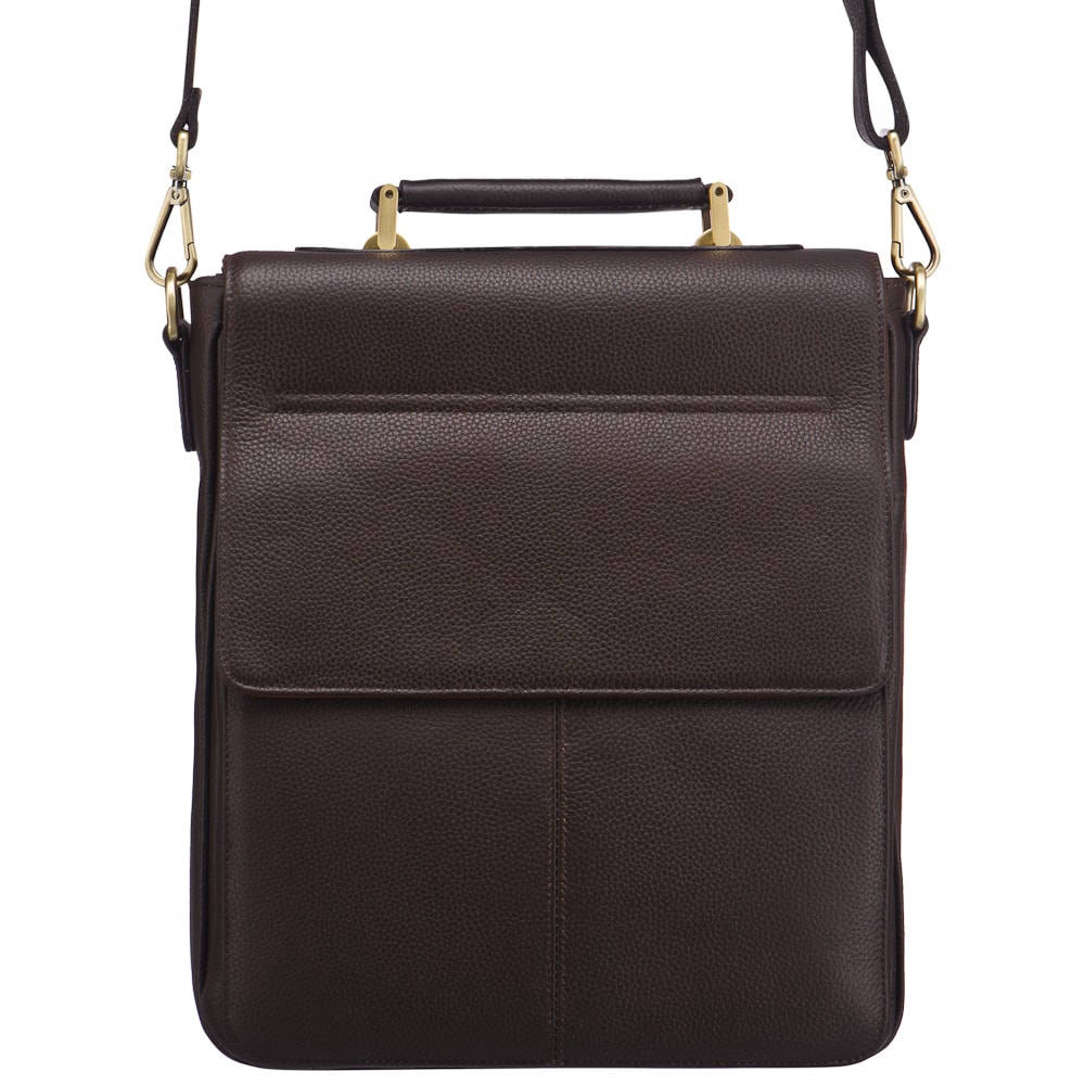 Сумка для документов коричневого цвета с клапанами на защелках Dr.Koffer M402604-220-09