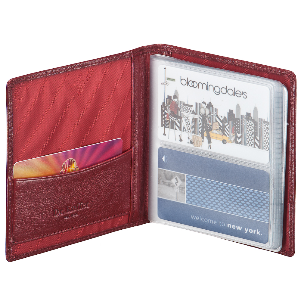 Визитница Dr.Koffer из натуральной кожи бордовая