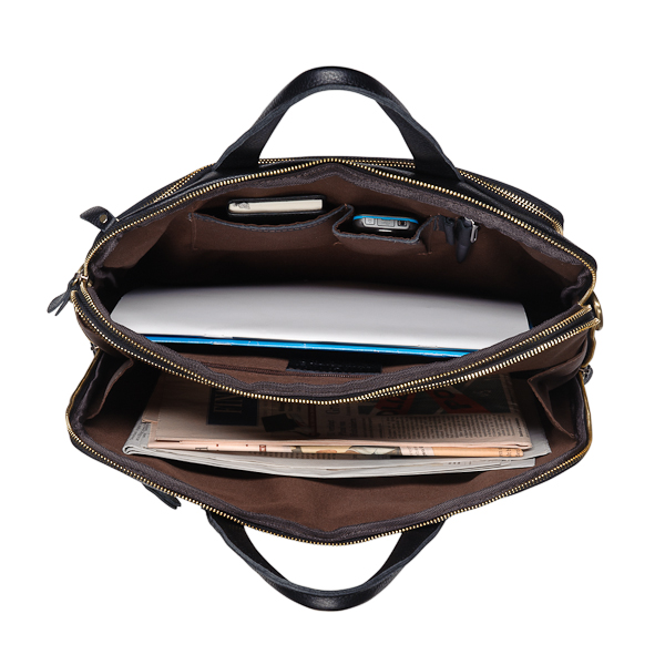 Деловая сумка Dr.Koffer из натуральной кожи черная