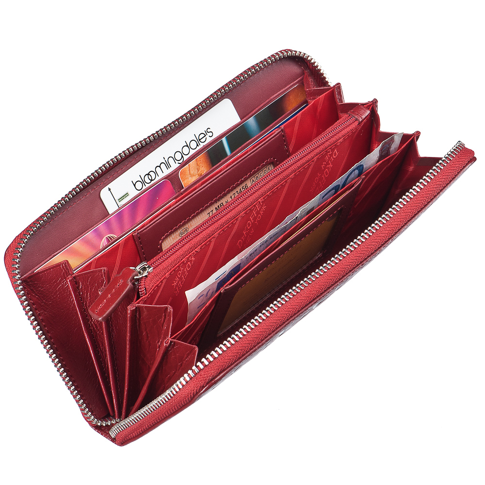 Вместительное женское портмоне из красной кожи с тиснением "розы" на молнии Dr.Koffer X510330-148-03