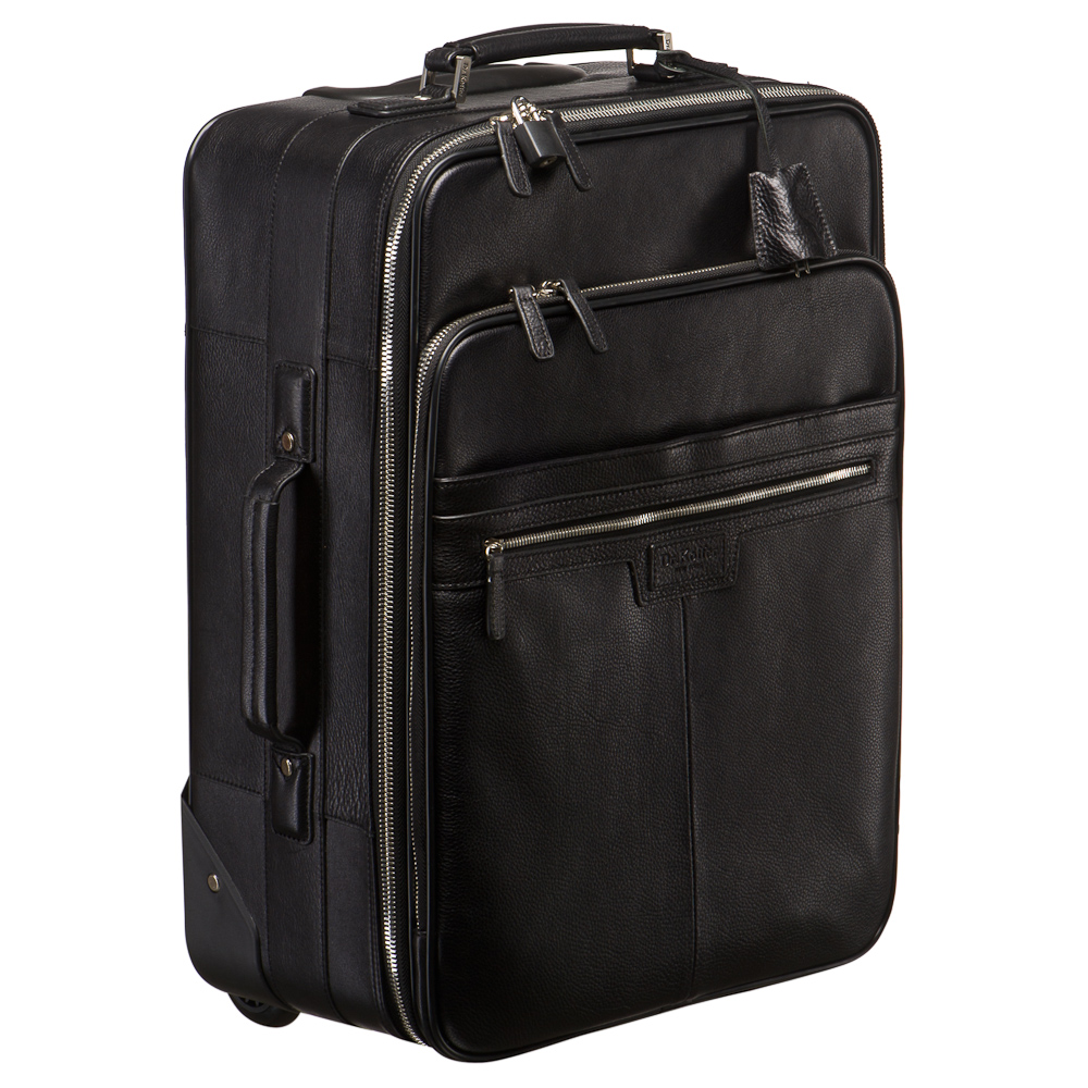 Чемодан на колесах S Dr.Koffer из натуральной кожи черный