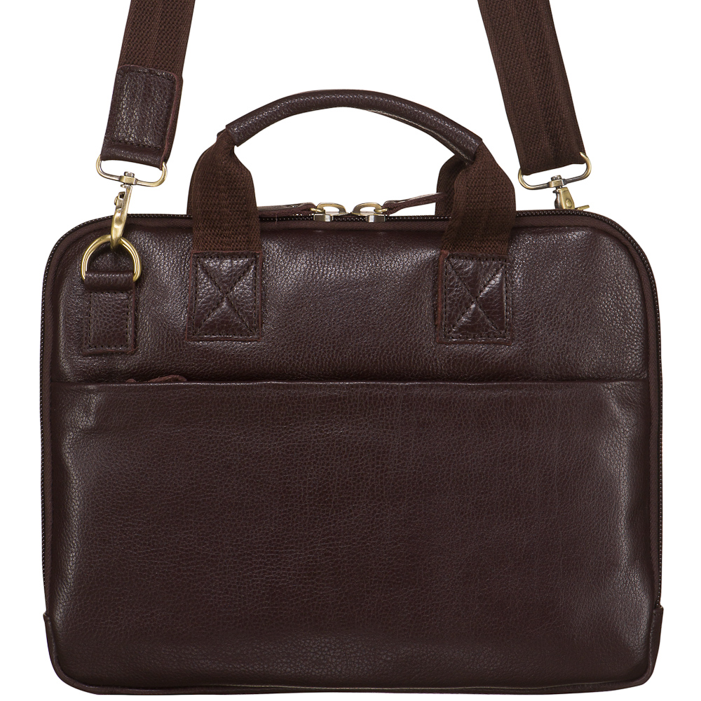 Деловая сумка Dr.Koffer из натуральной кожи темно-коричневая