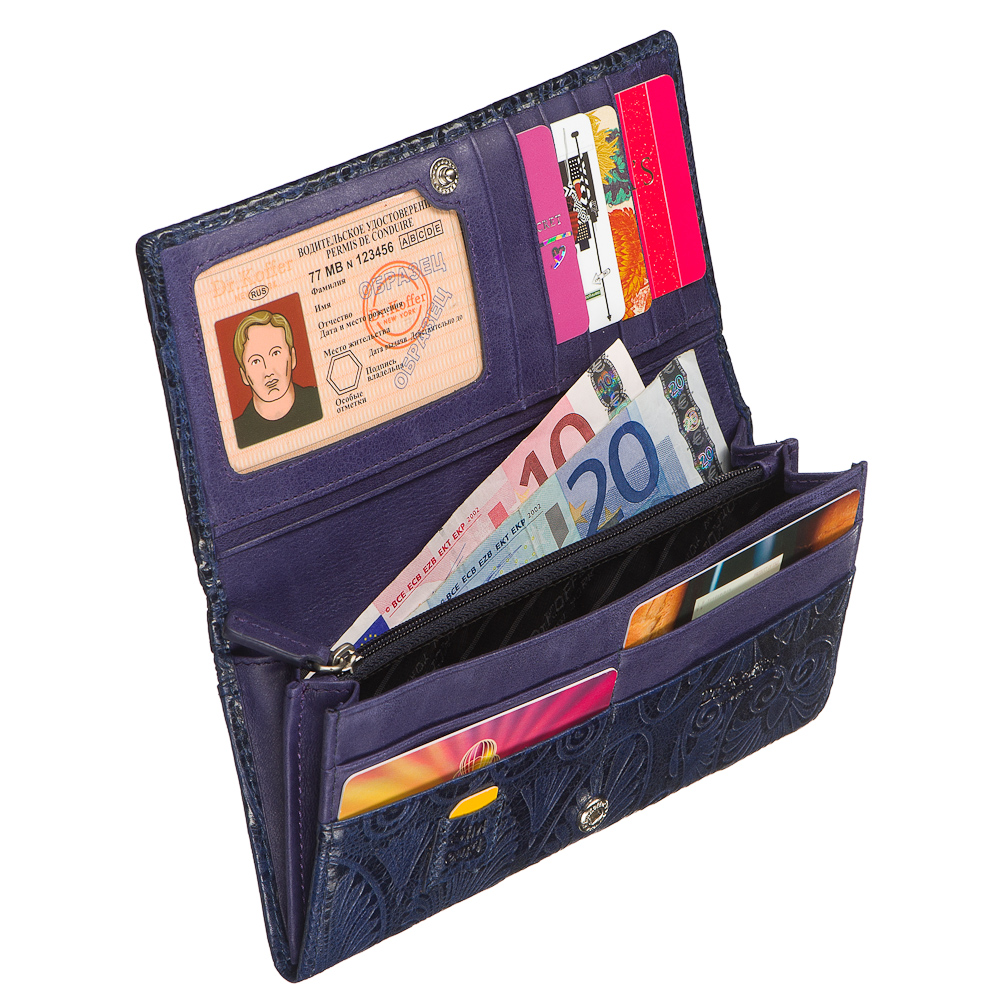 Портмоне Dr.Koffer из натуральной кожи синее