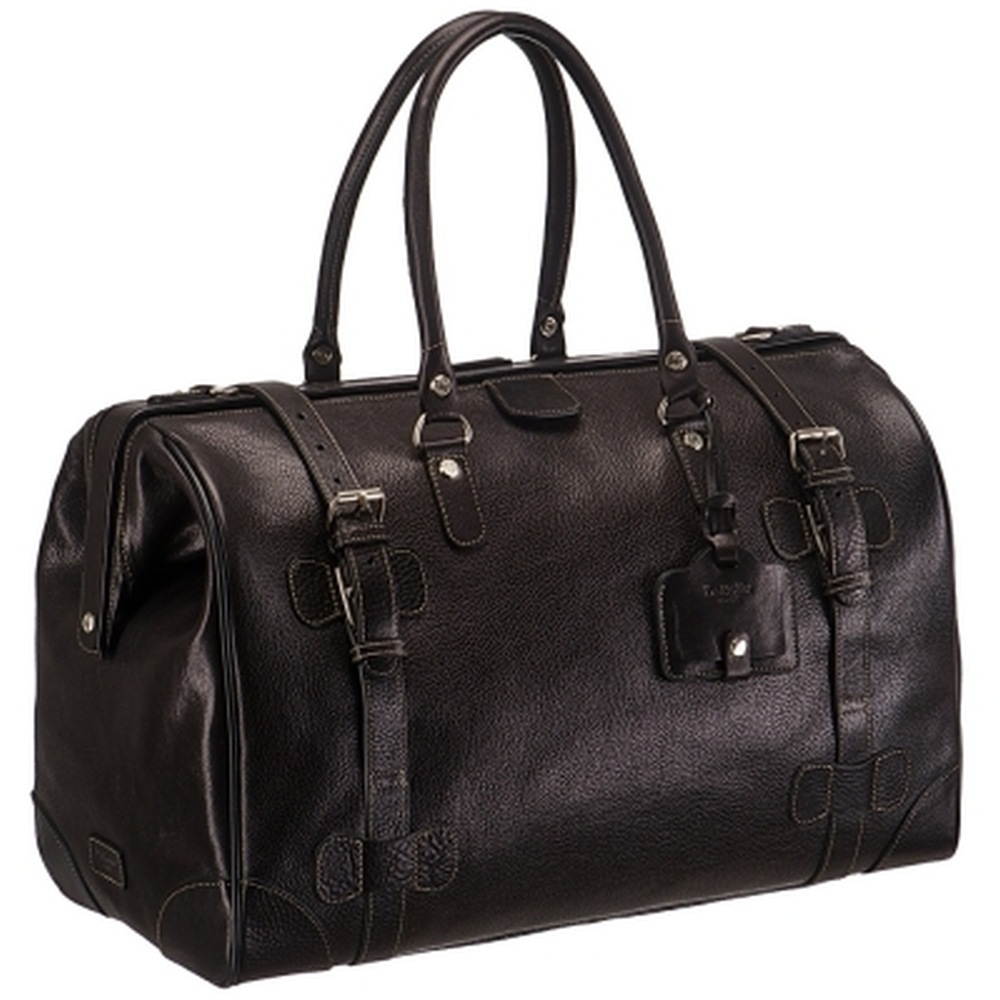 Черный саквояж, декорированный ремнями Dr.Koffer B280421-02-04