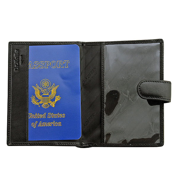Обложка для паспорта из черной кожи с отделениями для документов, карт и купюр Dr.Koffer X510137-02-04