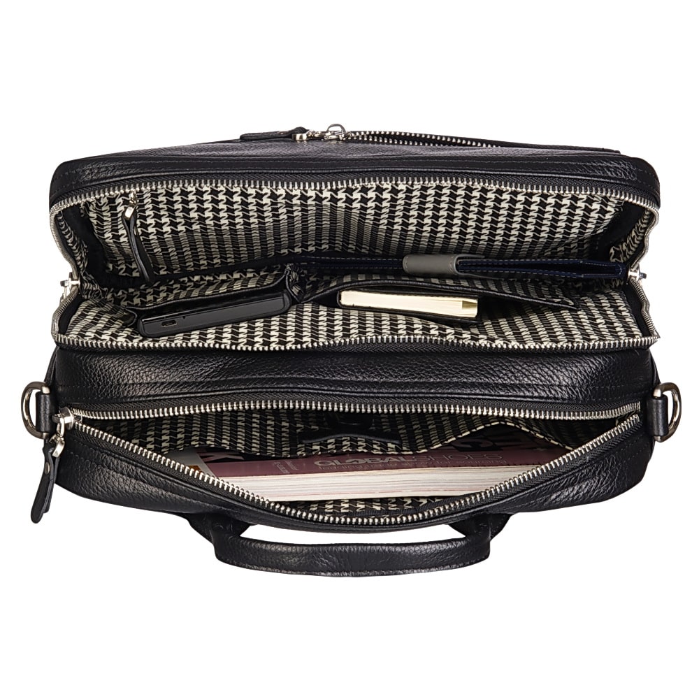 Деловая сумка Dr.Koffer из натуральной кожи черная