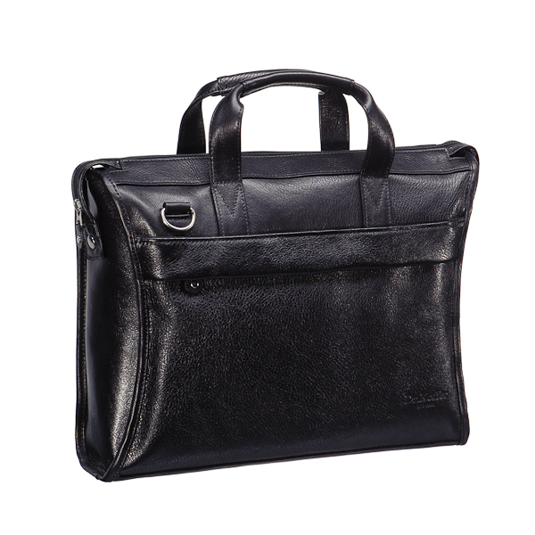 Прямоугольная черного цвета кожаная сумка для документов Dr.Koffer B408430-02-04