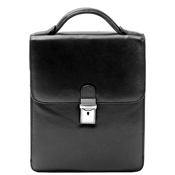 Черная сумка-планшет с короткой ручкой и съемным ремнем Dr.Koffer M402149-01-04
