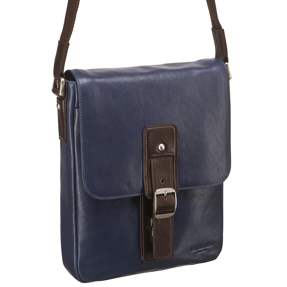 Сумка через плечо Dr.Koffer из натуральной кожи синяя