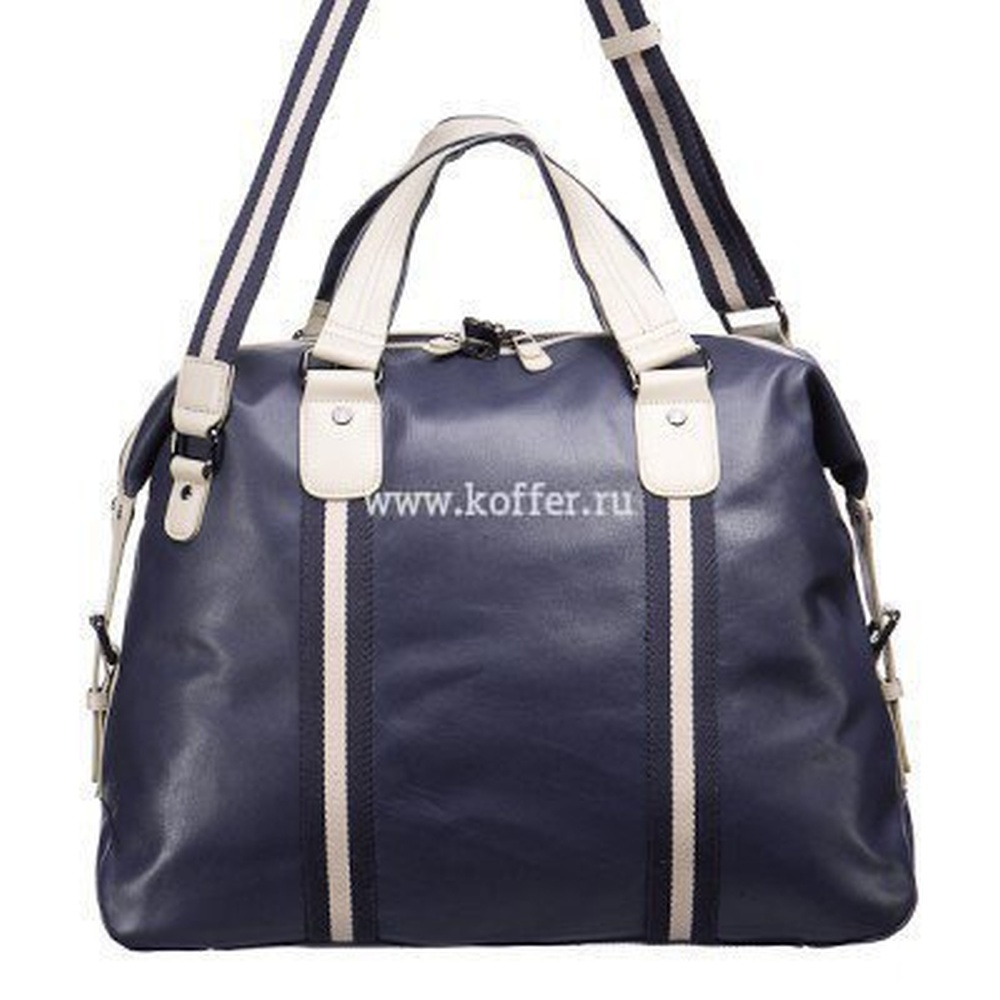 Сумка дорожная Dr.Koffer из натуральной кожи синяя