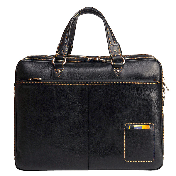 Деловая сумка Dr.Koffer из натуральной кожи черная