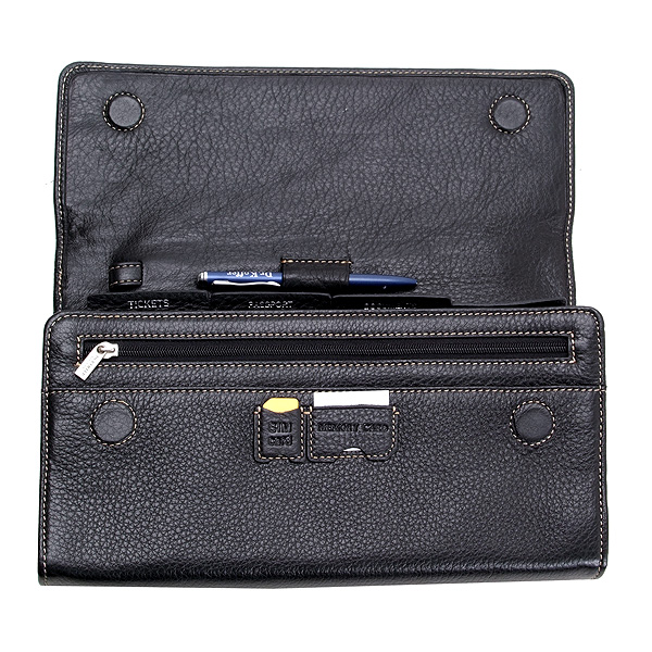 Черная кожаная барсетка со вставными блоками-классификаторами и карманами для документов Dr.Koffer X515204-01-04