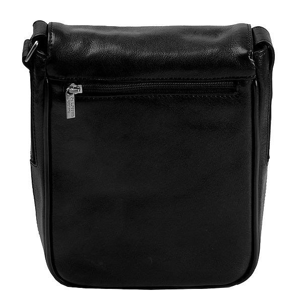 Прямоугольная черного цвета мужская сумка небольшого размера из жатой кожи Dr.Koffer M306221-02-04