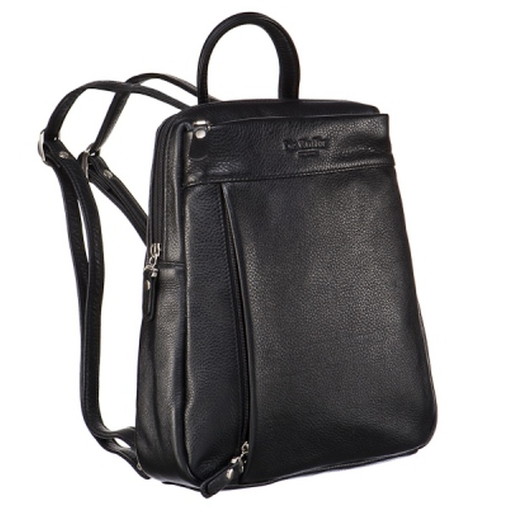 Женская кожаная сумка-рюкзак черного цвета с ручкой-петелькой Dr.Koffer B402383-01-04