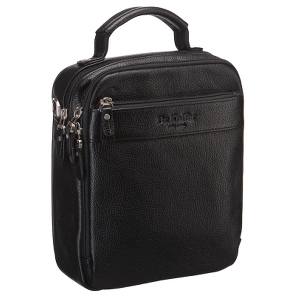 Черная мужская кожаная сумка для документов со съемным плечевым ремнем Dr.Koffer B402251-220-04