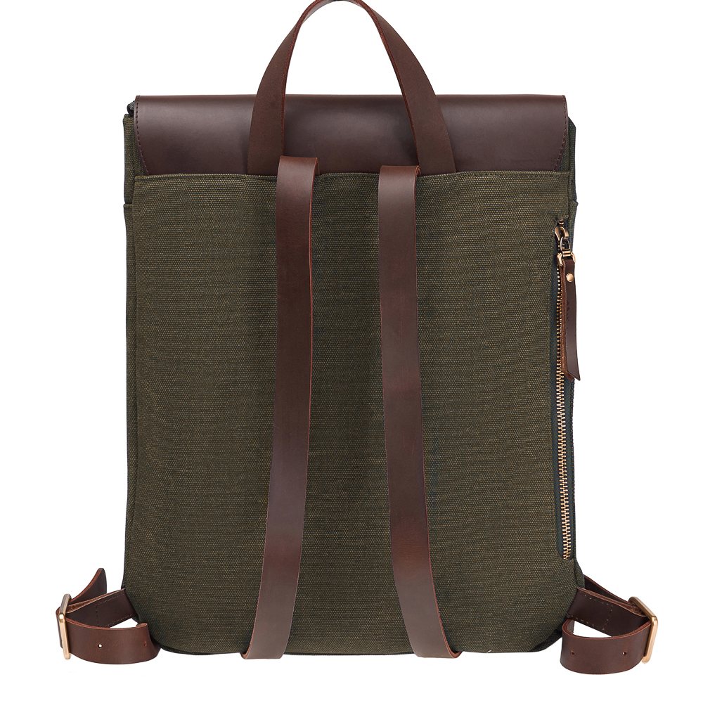 Рюкзак Dr.Koffer из канваса и натуральной кожи зеленый