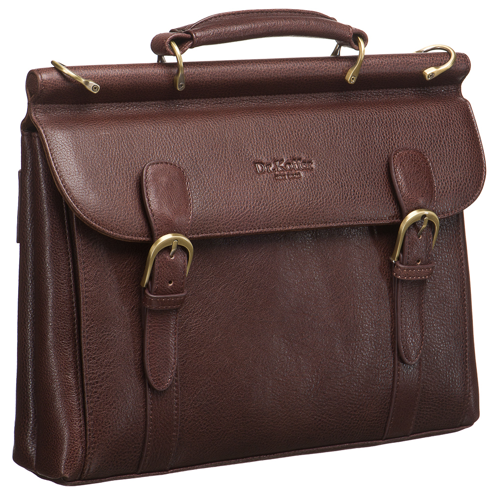 Компактный портфель с бизнес-блоком и съемным ремнем (шоколадного цвета) Dr.Koffer P402226-02-09