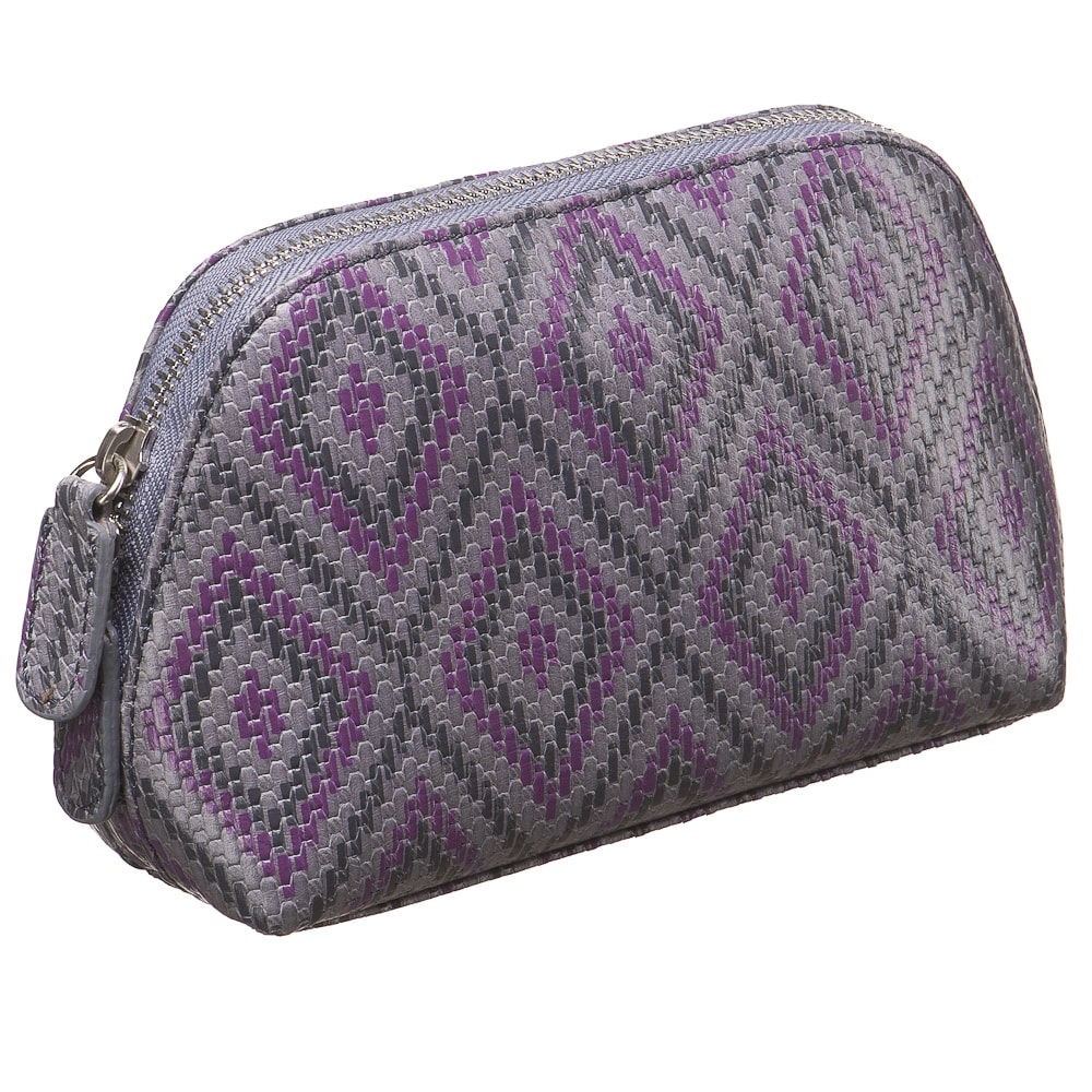 Косметичка Dr.Koffer из натуральной кожи серая с орнаментом