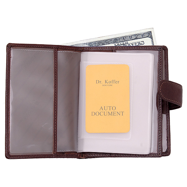 Портмоне с обложками для паспорта и автодокументов из темно-коричневой кожи Dr.Koffer X510137-02-09