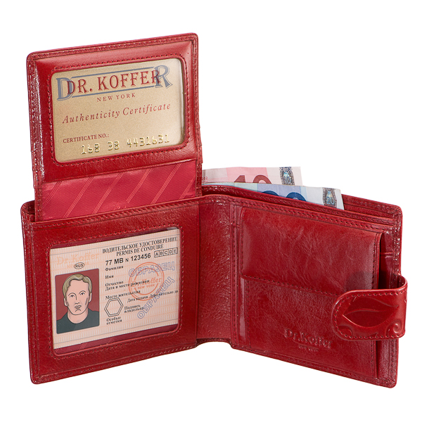 Красное портмоне с тиснением "Листья" Dr.Koffer X510117-119-03