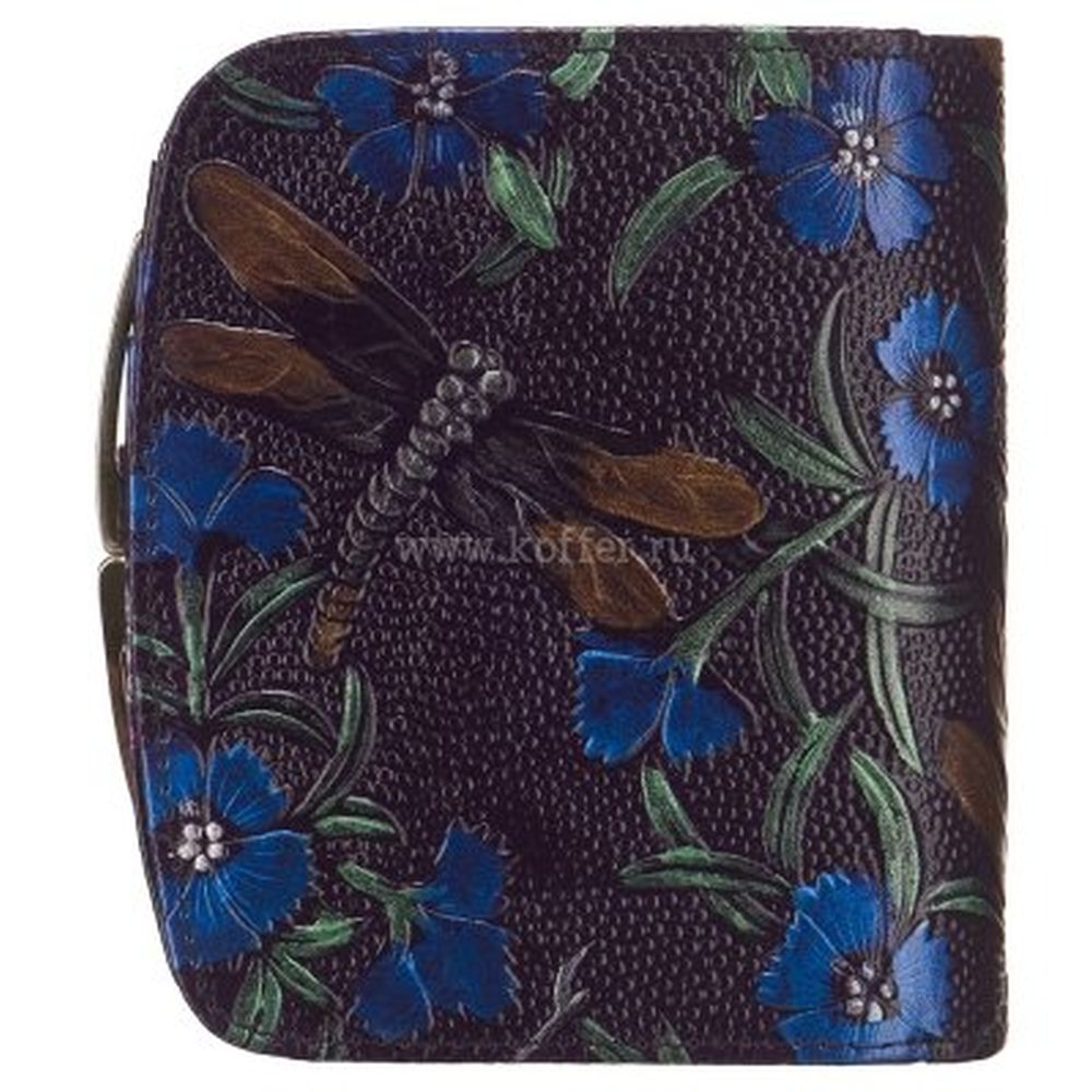 Синий кошелек "Цветы" Dr.Koffer X510108-183-60