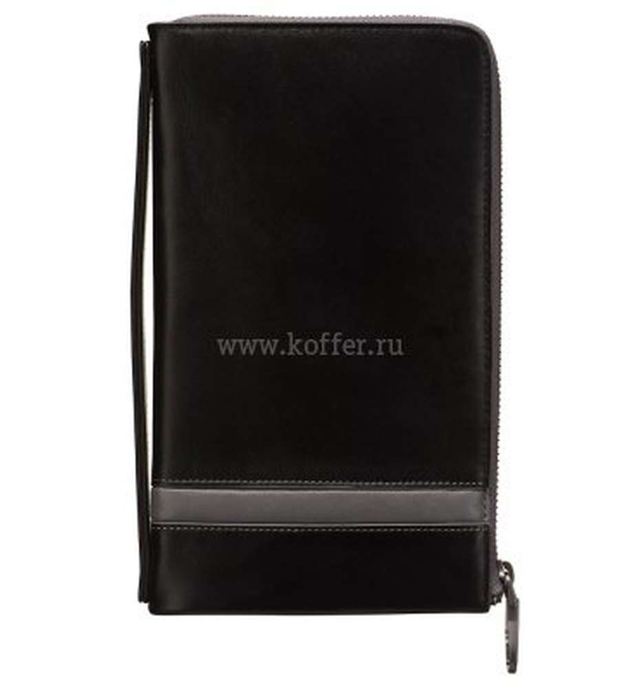 Мужская сумка-визитка из черной натуральной кожи с 16 карманами под карточки Dr.Koffer B402548-29-04