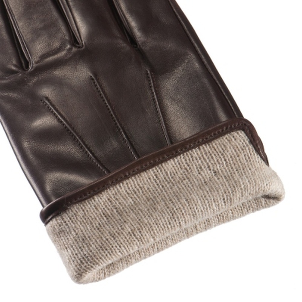 Темно-коричневые мужские перчатки на шерстяной подкладке Dr.Koffer H710052-41-09