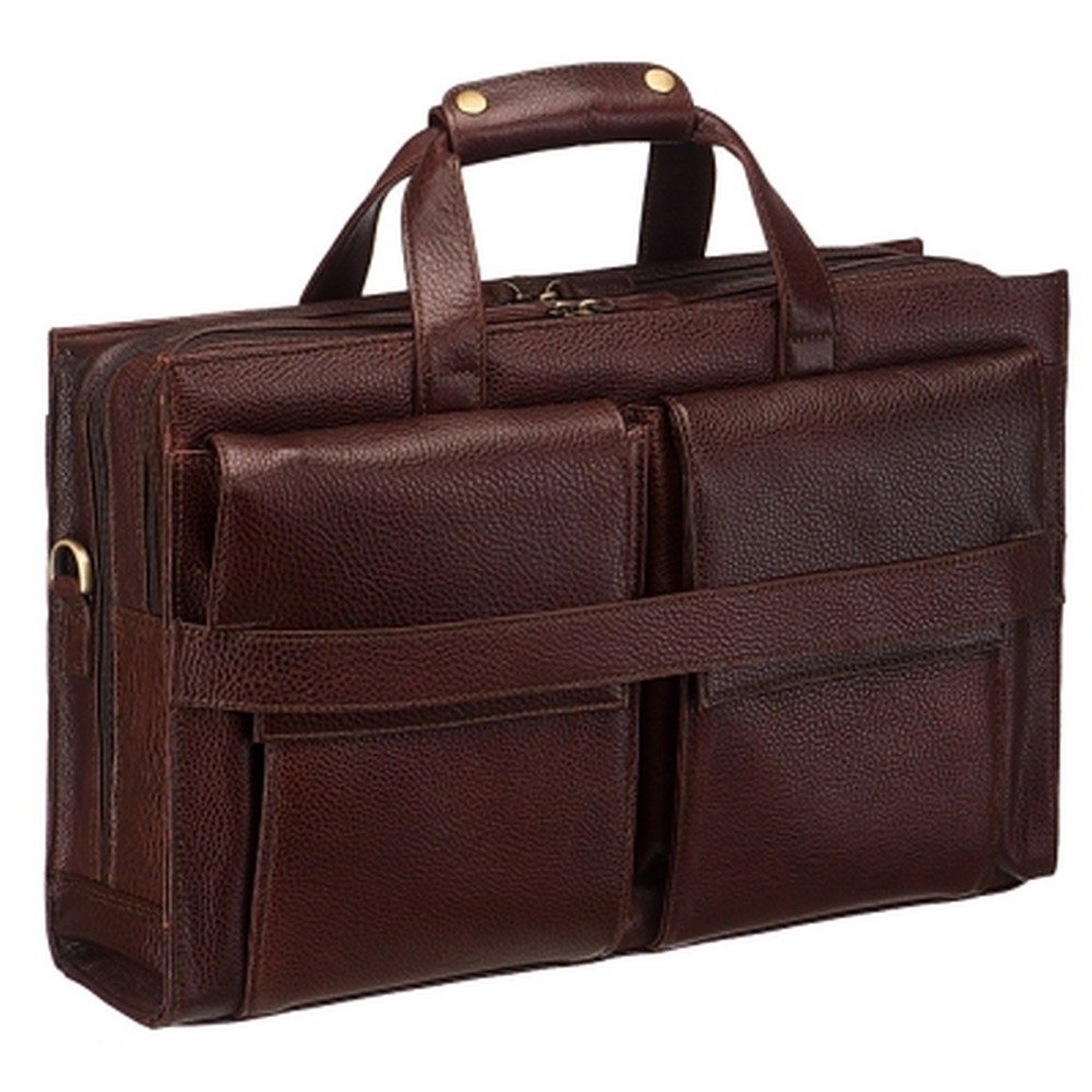 Стильная сумка-портфель с накладными карманами и съемным плечевым ремнем (шоколадного цвета) Dr.Koffer B246340-02-09