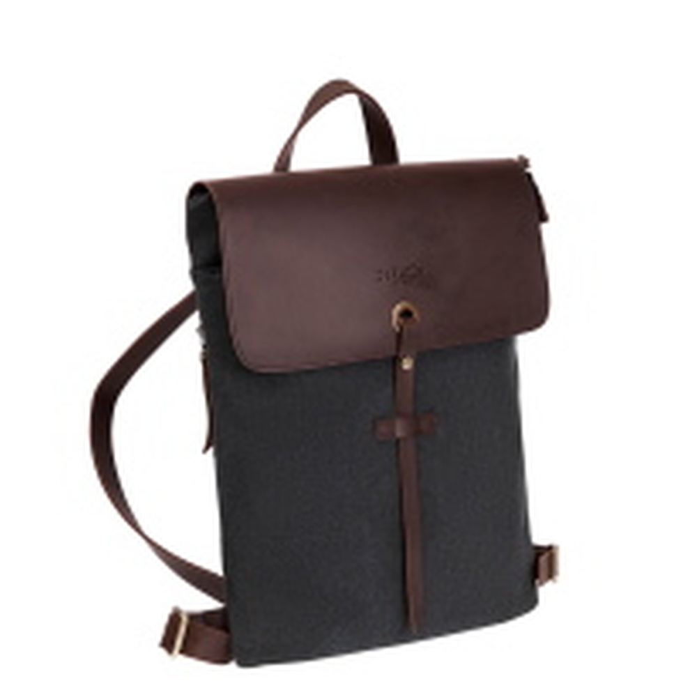 Рюкзак Dr.Koffer из канваса и натуральной кожи черный