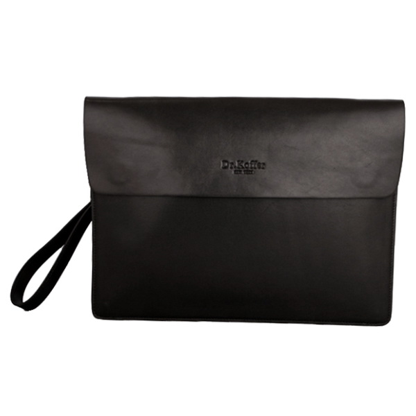 Папка для бумаг из черной кожи с обрезным краем на магнитах Dr.Koffer B402435-41-04