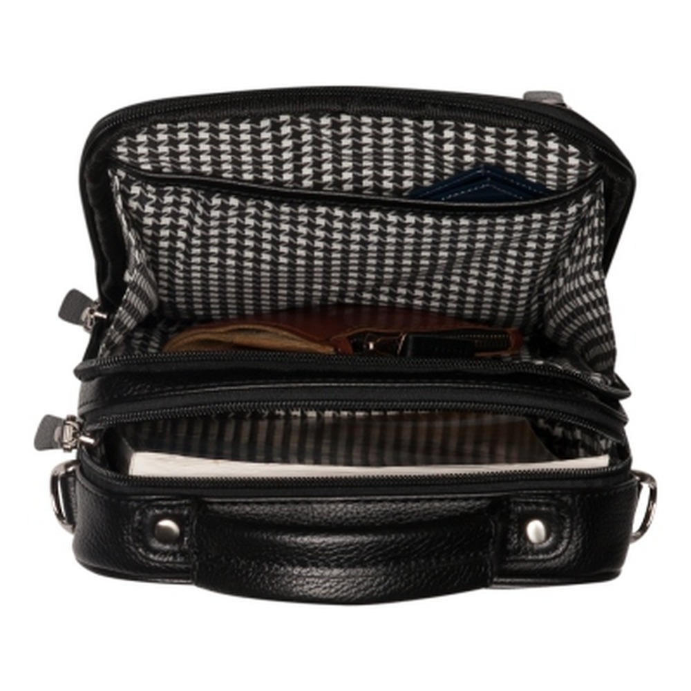 Черная мужская кожаная сумка для документов со съемным плечевым ремнем Dr.Koffer B402251-220-04