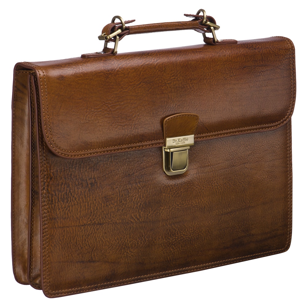 Портфель Dr.Koffer из натуральной кожи темно-коричневый