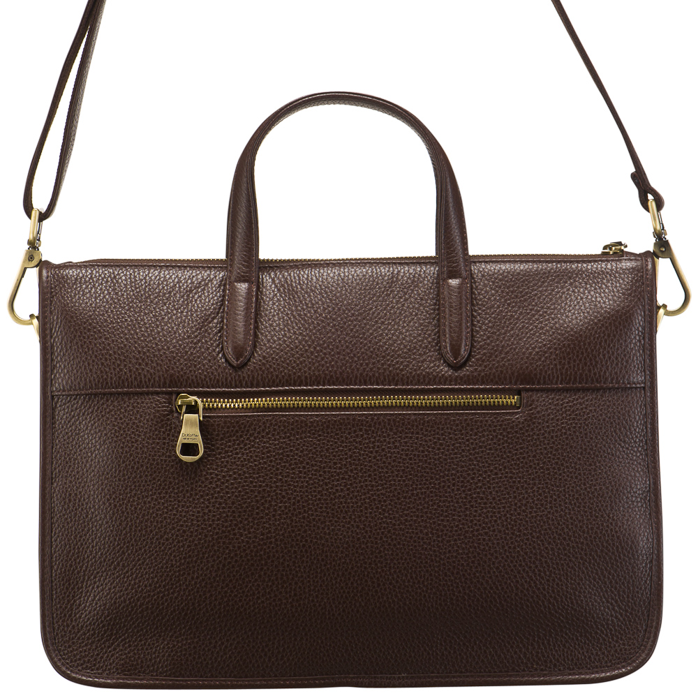 Деловая сумка Dr.Koffer из натуральной кожи темно-коричневая