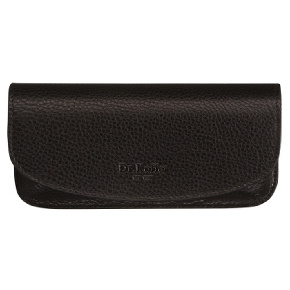 Очечник из черной зернистой кожи на кнопке Dr.Koffer X510373-02-04