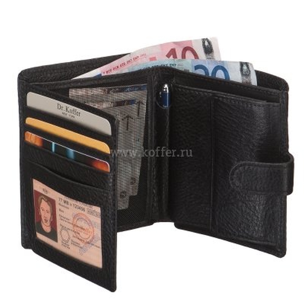 Портмоне Dr.Koffer из натуральной кожи черное