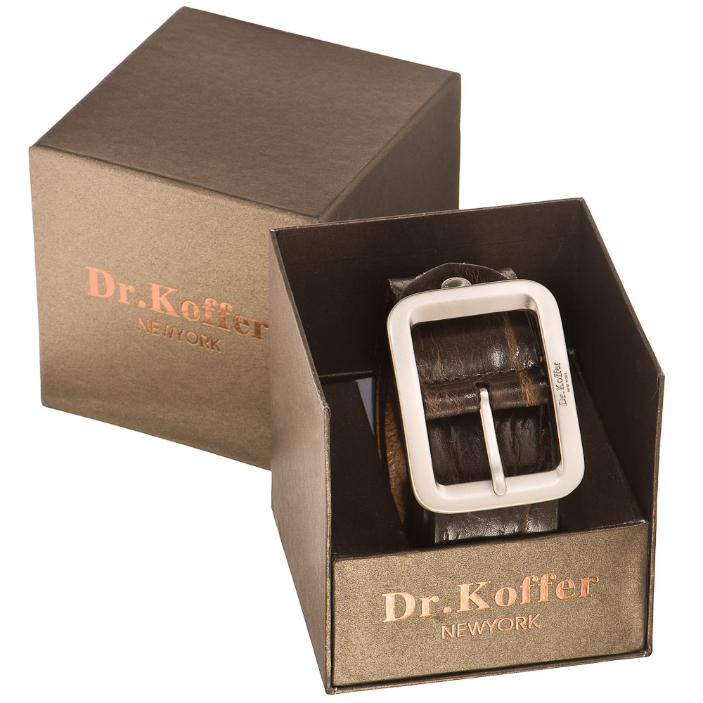 Стильный ремень с теснением и плоской прямоугольной пряжкой Dr.Koffer R030V05120-147-09