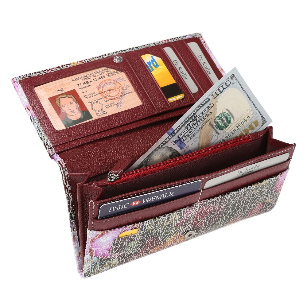 Портмоне Dr.Koffer из натуральной кожи красное