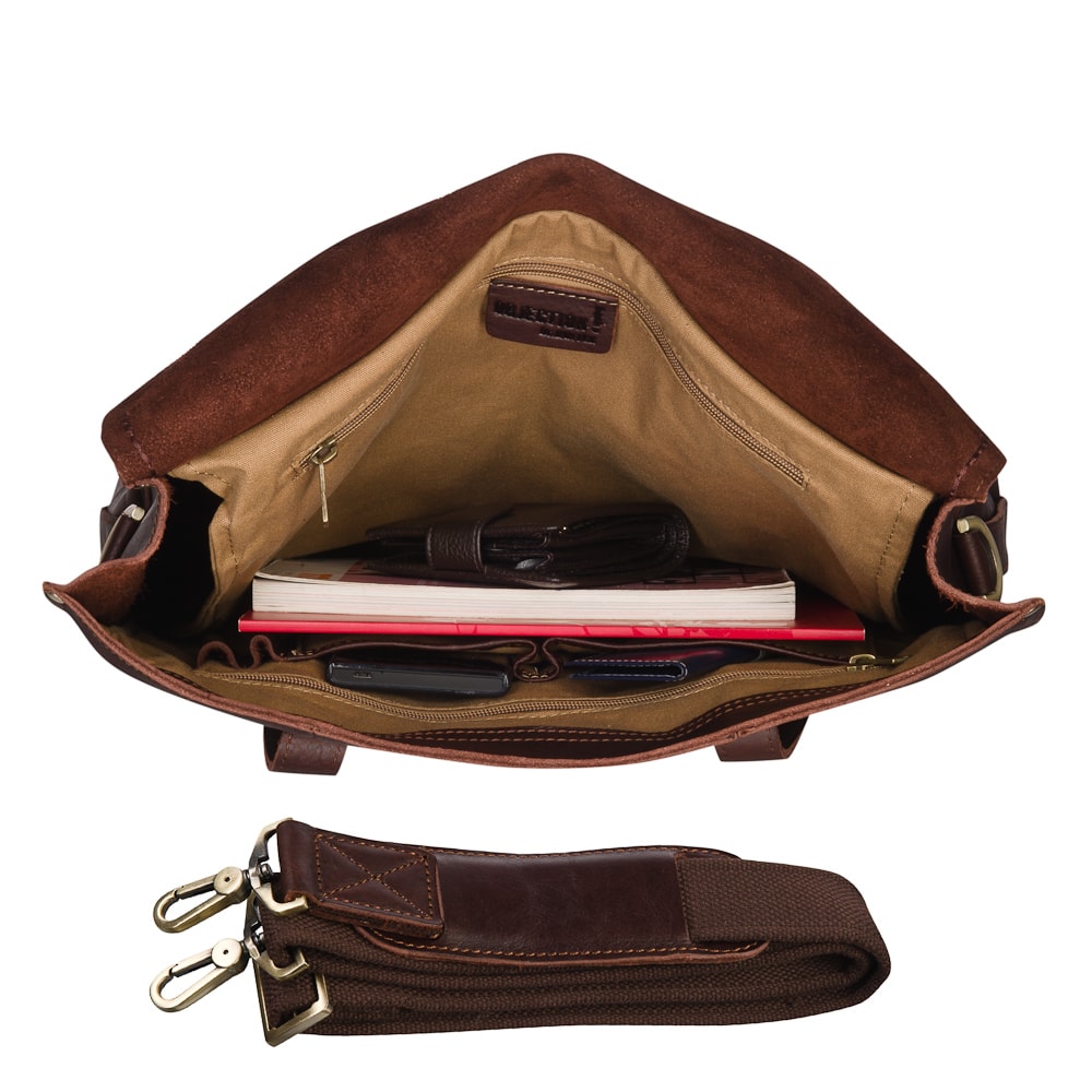 Деловая сумка Dr.Koffer из натуральной кожи темно-коричневая