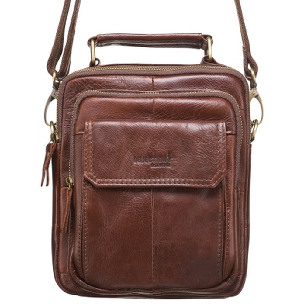 Коричневая кожаная сумка с двумя карманами на молнии Dr.Koffer 812215-21-09