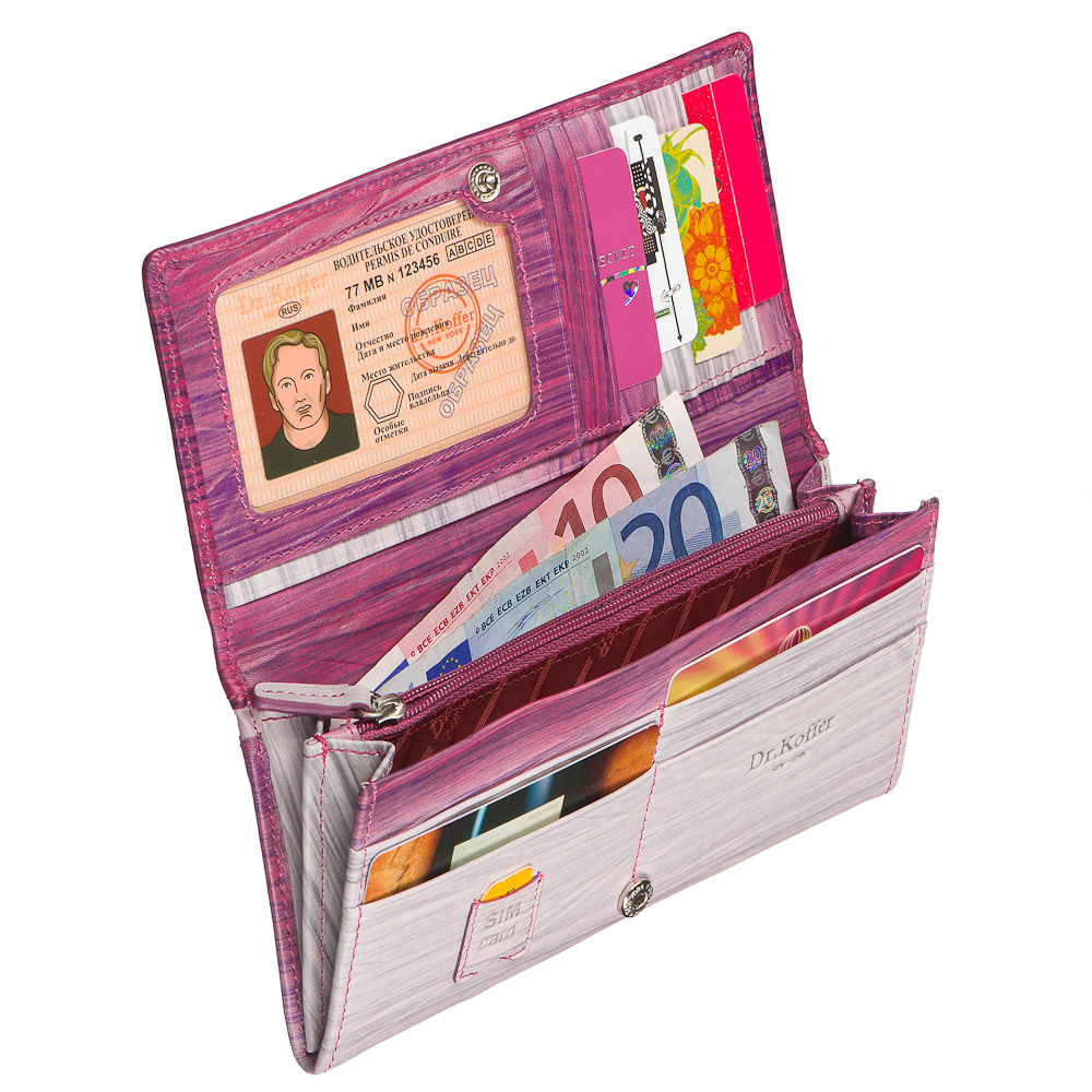 Портмоне Dr.Koffer из натуральной кожи фиолетовое