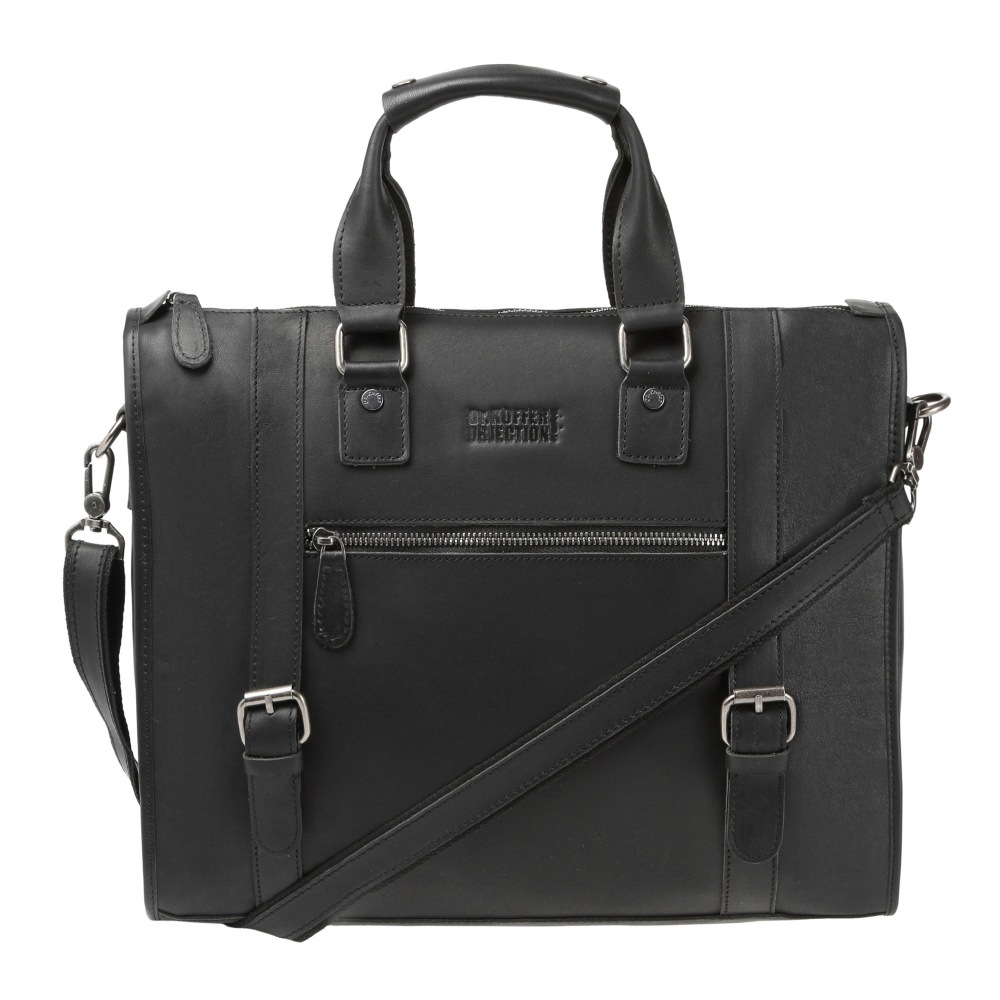 Деловая сумка Dr.Koffer из натуральной кожи черная