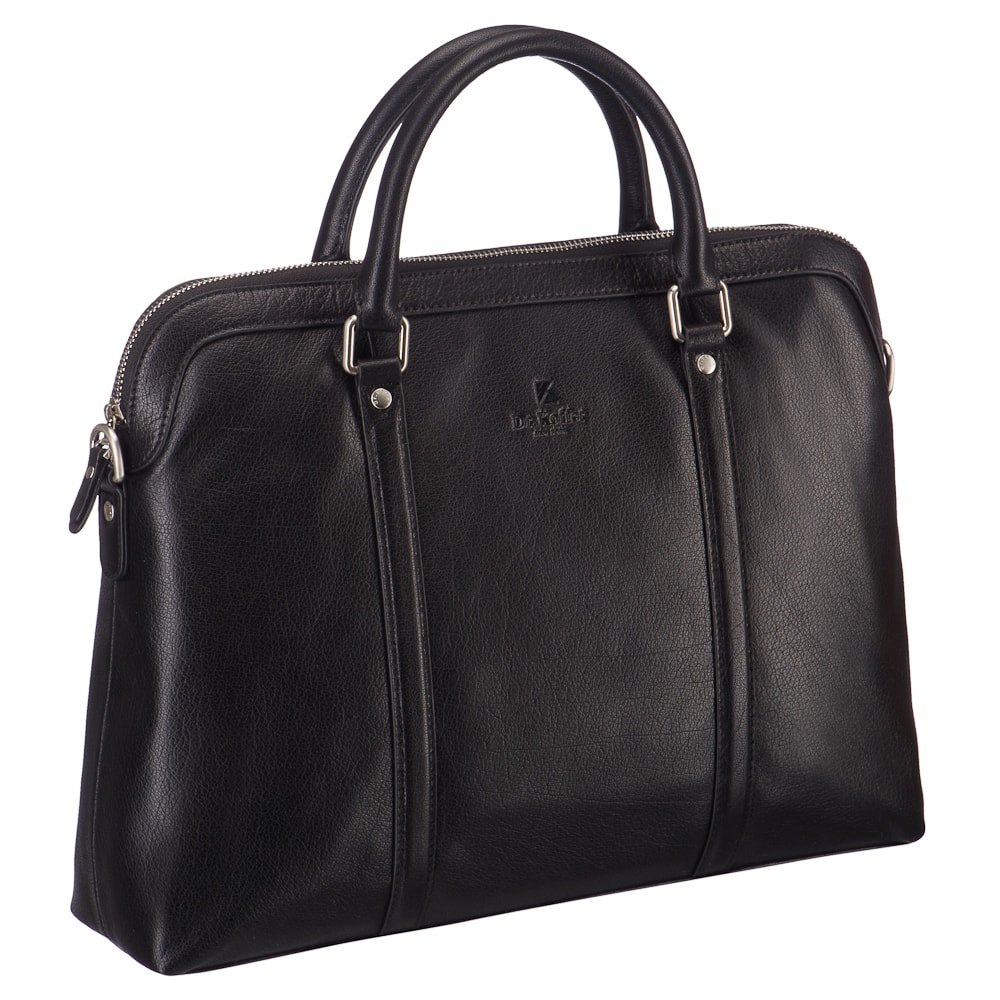 Деловая сумка Dr.Koffer из натуральной кожи черная