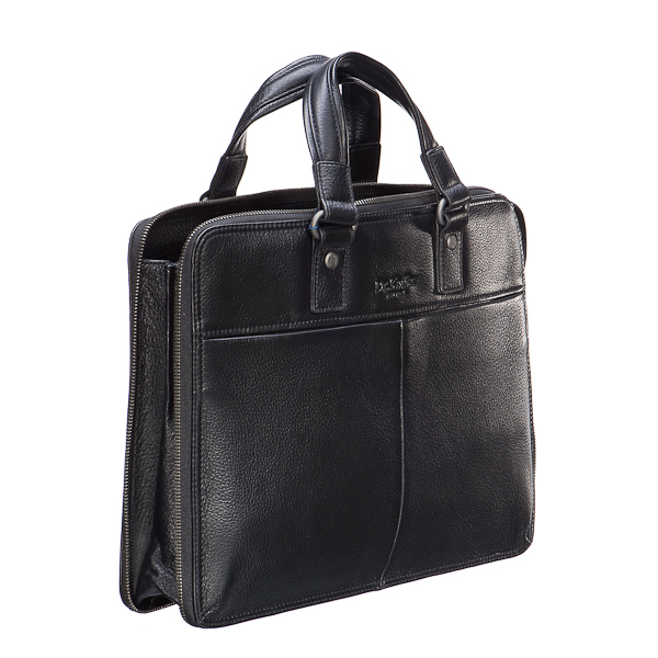 Деловая сумка Dr.Koffer из натуральной кожи черная