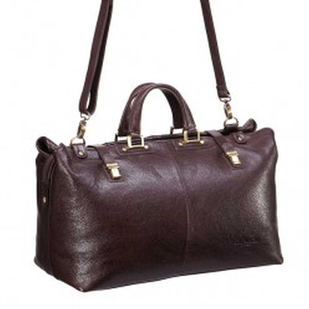 Темно-коричневая сумка в дорогу, выполненная в стиле "саквояж" Dr.Koffer B402389-02-09