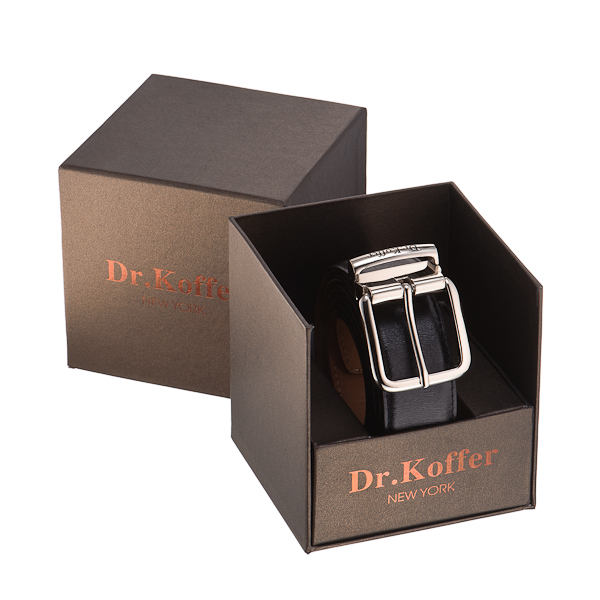 Широкий чёрный ремень с элегантной пряжкой Dr.Koffer R036B01120-126-04