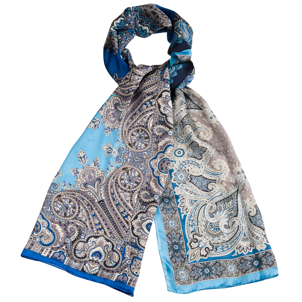 Женский шелковый шарф с платочными принтами трех видов Dr.Koffer S810476-180-70