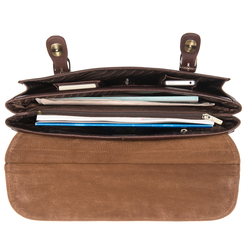 Мужской портфель на саквояжной планке со съемным плечевым ремнем Dr.Koffer P402227-02-09