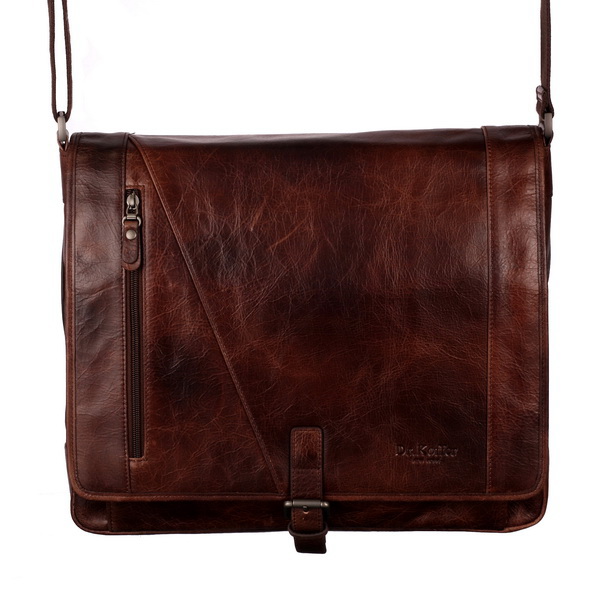 Темно-коричневая мужская сумка из кожи с принтом Dr.Koffer M402438-106-09