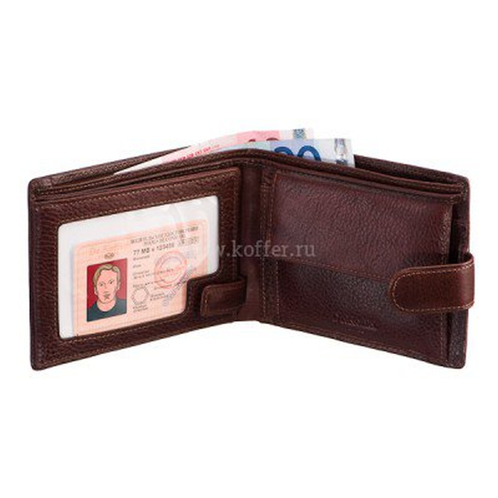 Удобное портмоне с отделениями для купюр, мелочи и документов (шоколадного цвета) Dr.Koffer X510310-02-09